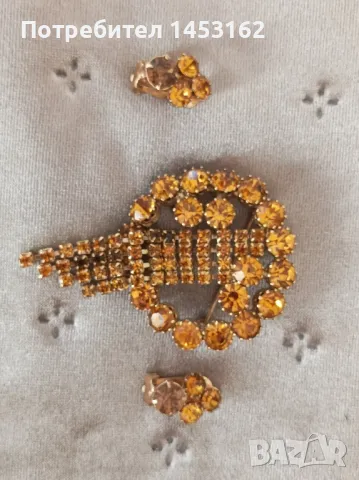 Старинна чешка брошка с кристали , снимка 3 - Други - 47647620