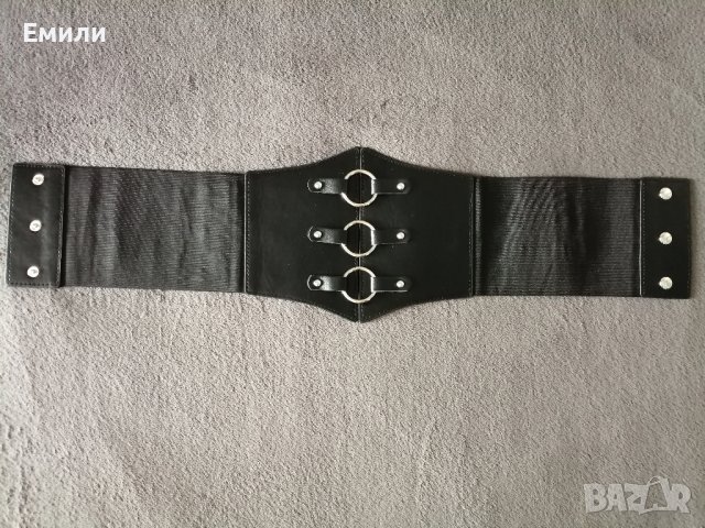 Черен кожен корсет за талия с халки , снимка 7 - Корсети, бюстиета, топове - 39480364