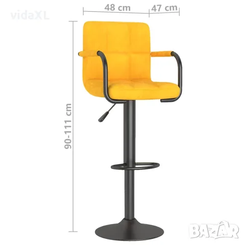 vidaXL Бар табуретки, 2 бр, горчица, кадифе, снимка 9 - Столове - 56147010