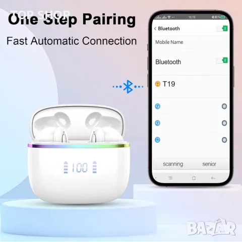 Безжични слушалки Bluetooth 5.3, 4 ENC микрофона, бели, T19, снимка 4 - Безжични слушалки - 49445233