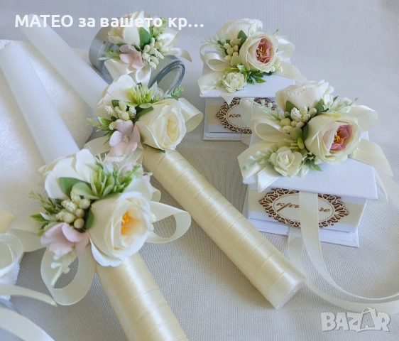 Елегантен комплект с цветя , снимка 4 - Подаръци за кръщене - 53282229