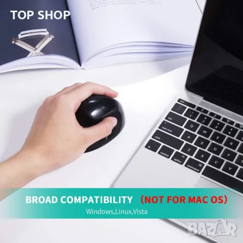 Нова Мишка за лява ръка акумулаторна безжична ергономична вертикална, снимка 4 - Клавиатури и мишки - 49723873