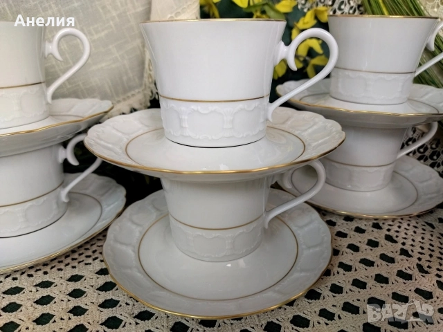 Krautheim Бавария бели сетове за кафе красота, снимка 2 - Чаши - 52741381