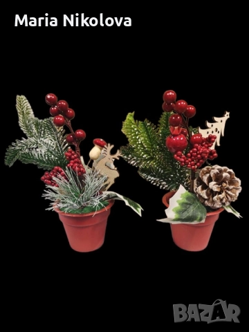 изкуствена Коледна декорация в саксия , снимка 2 - Декорация за дома - 52452886