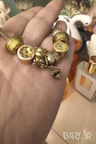 Pandora Сребърна позлатена гривна с 9 талисмана , снимка 6 - Гривни - 44277627