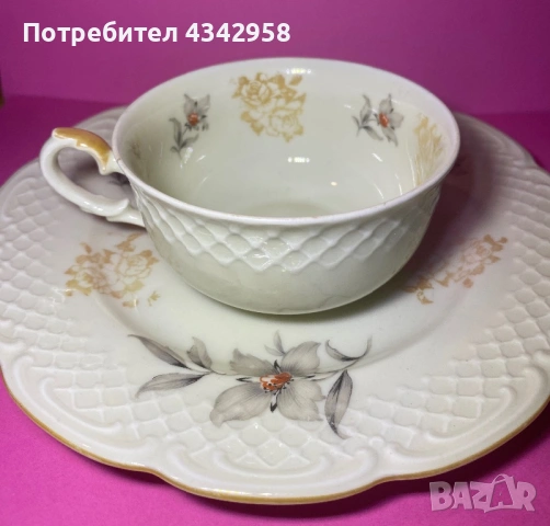 Рядьк винтидж комплект C.T. Tielsch Altwasser (1932-1935 г.) - фин немски порцелан., снимка 2 - Антикварни и старинни предмети - 53689159