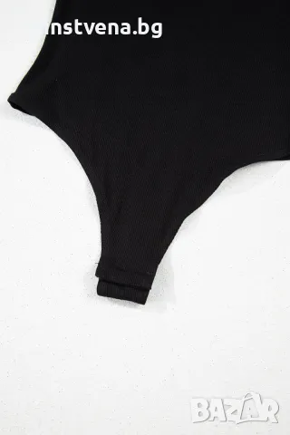 Разпродажба! Дамско елегантно боди в черно с къси кожени ръкави, снимка 13 - Други - 50065620