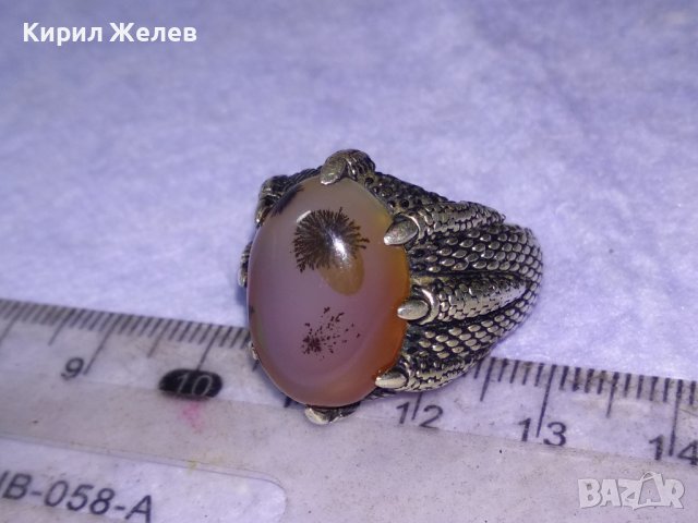 РАЗКОШЕН СКЪПОЦЕНЕН СРЕБЪРЕН ПРЪСТЕН ЛАКИРАНО СРЕБРО 925 ТУРЦИЯ с ОГРОМЕН РЯДЪК ДЕНДРИТОВ АХАТ 40647, снимка 16 - Пръстени - 42657166