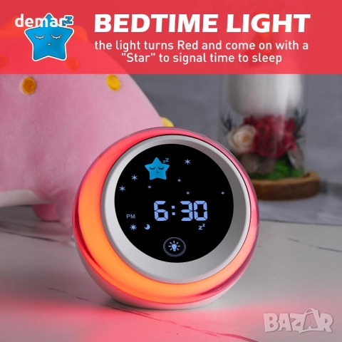 Детски будилник Seucasu, часовник за растеж и обучение за сън, снимка 3 - Детски нощни лампи - 51731449