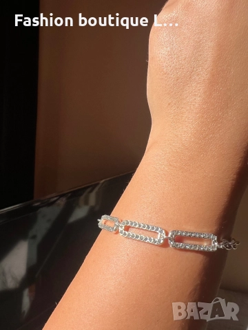 Сребриста гривна с блестящи камъчета ❤️, снимка 3 - Гривни - 52248103