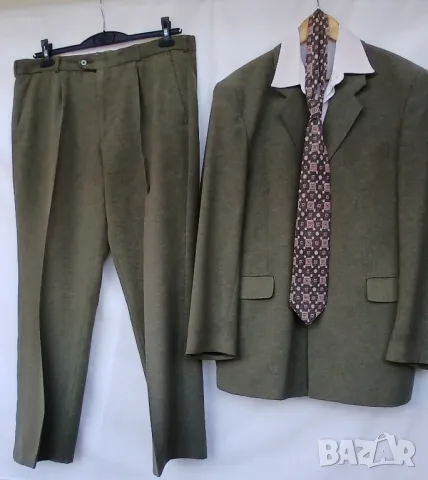 Мъжки елегантен маслено зелен костюм номер 54 на марка Gentalmen, снимка 2 - Костюми - 50071198