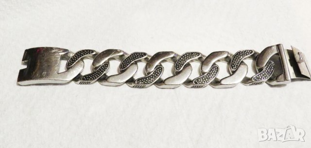 Рокерска гривна, Зверски тежка и солидна  мъжка гривна от медицинска стомана за пичове, снимка 2 - Гривни - 35918699