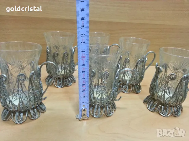 стари руски стакани подстакани филигран , снимка 4 - Антикварни и старинни предмети - 49601097