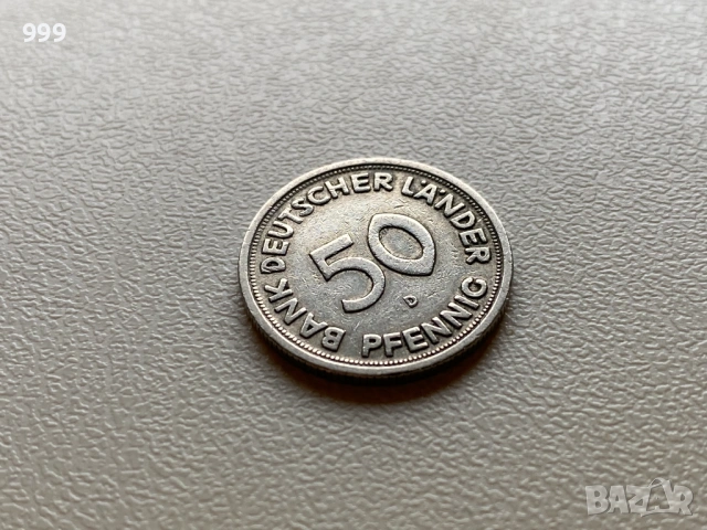 50 пфенига 1949 D, F, J - Германия, снимка 2 - Нумизматика и бонистика - 50730107