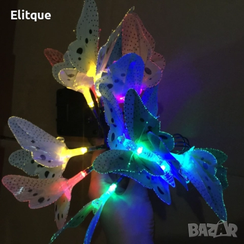 Верига от LED лампички за градината  с пеперуди, 12 лампи, снимка 2 - Други - 52817069