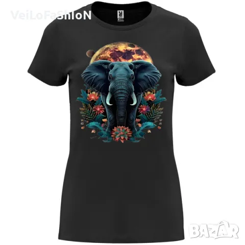 Нова дамска тениска със Слон - Пълнолуние, два цвята, снимка 3 - Тениски - 49285869
