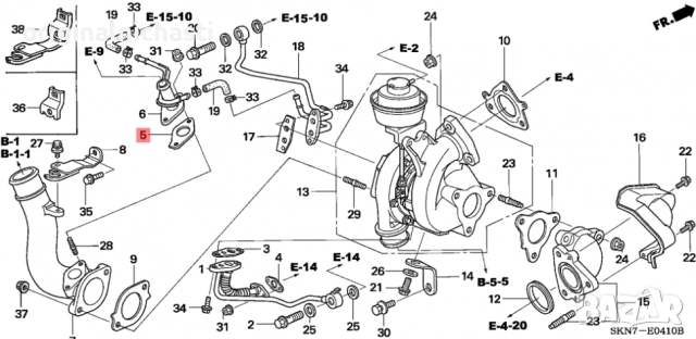 Гарнитура за турбо за ХОНДА АКОРД СИВИК ЦРВ HONDA ACCORD CIVIC CR-V 17136RMAE01 17136-RMA-E01 OEM