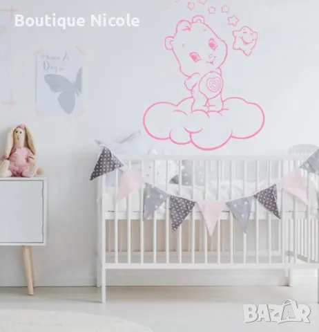Стикер за стена "Меченце върху облак"  , снимка 2 - Декорация за дома - 47998497