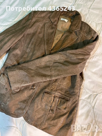 Мъжко яке от Естествена Кожа с кафяв и златист мотив Размер 44/ М, снимка 6 - Якета - 52617814