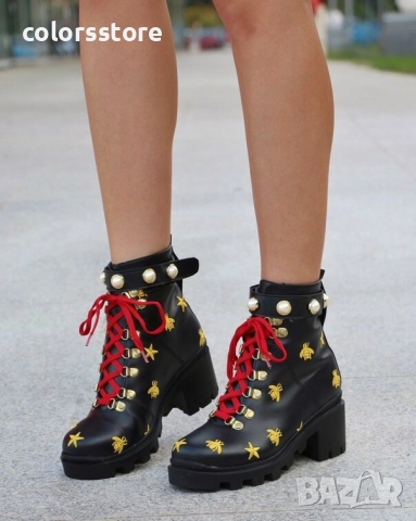 Боти на ток - черна кожа - MX15 