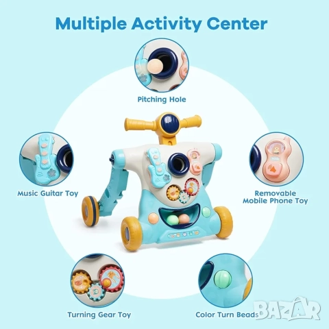 3в1 Бебешка Проходилка/ Уокър с Обучително Съдържание, YULEYU, снимка 5 - Проходилки - 52131663
