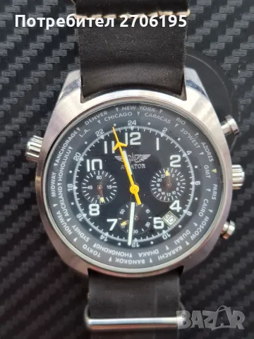 Мъжки часовник Aviator World Time Chronograph, снимка 2 - Мъжки - 56068447