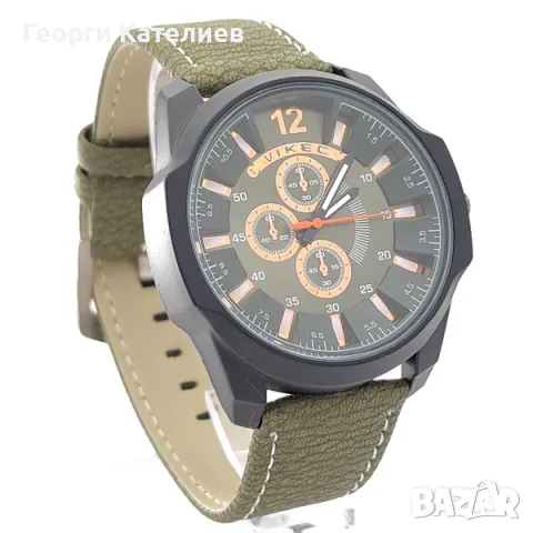 Мъжки часовник с кожена каишка в зелено Код на продукта:B-01-104, снимка 2 - Мъжки - 48126057