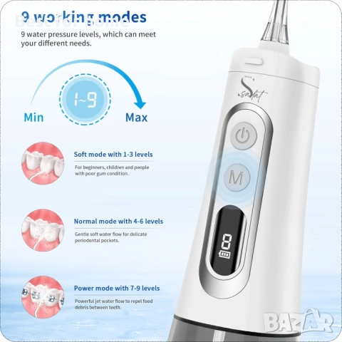 Безжичен конец за зъби Sadat – 9 режима, снимка 3 - Друга електроника - 52694544