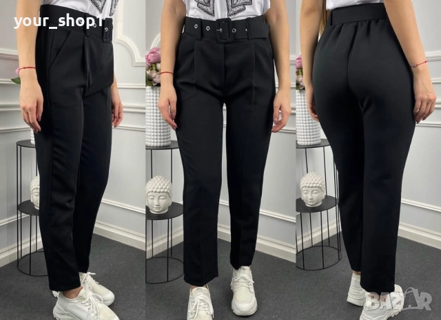 Елегантен панталон с колан в черно 