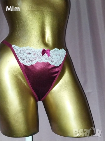 М Сатенена полупрашка бордо с бяла дантела 