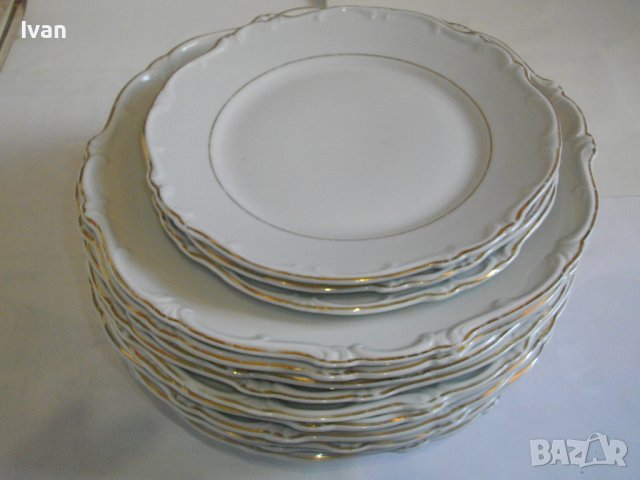 Bavaria-Herlet Jacob-Germany-Немски Порцелан-Чинии-Ф190мм-ф250мм-Стил Барок/Релеф-Бавария