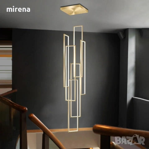 Модерна LED ЛЕД висяща лампа, геометрична полилей таванна стълби, снимка 2 - Лампи за таван - 53298220