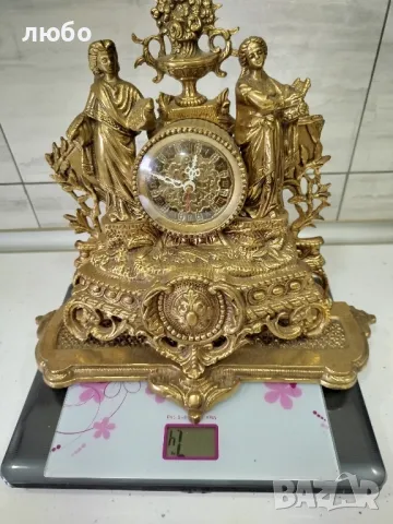 Бронзов Каминен Часовник със Свещник-70 Години Със Кварцов Механизъм Работи Перфектно , снимка 18 - Антикварни и старинни предмети - 48730927