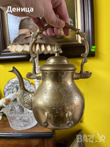 Жесток комплект от месингов чайник и елегантна орнаментирана стойка♥️ йник. , снимка 10 - Други - 52487650