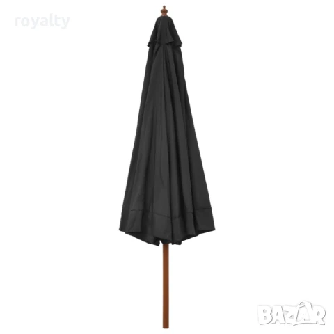 Градински чадър с дървен прът, снимка 2 - Градински мебели, декорация  - 50937472