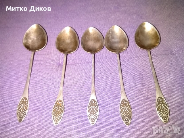 Лъжички малки СССР винтидж мелхиор 5 броя 120мм