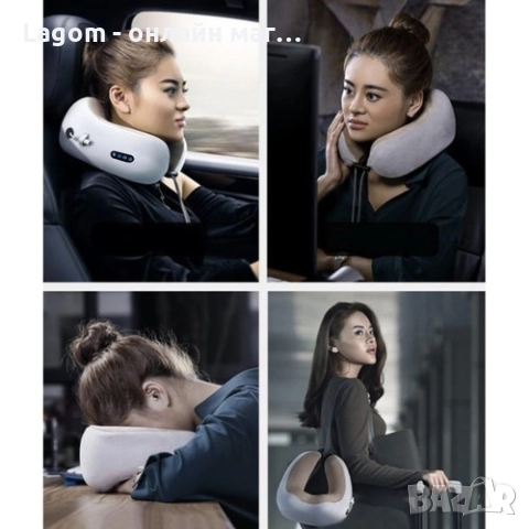 Масажна възглавница за пътуване Soulima с мемори пяна и функция за вибрация за опора на врата, снимка 4 - Масажори - 52561334