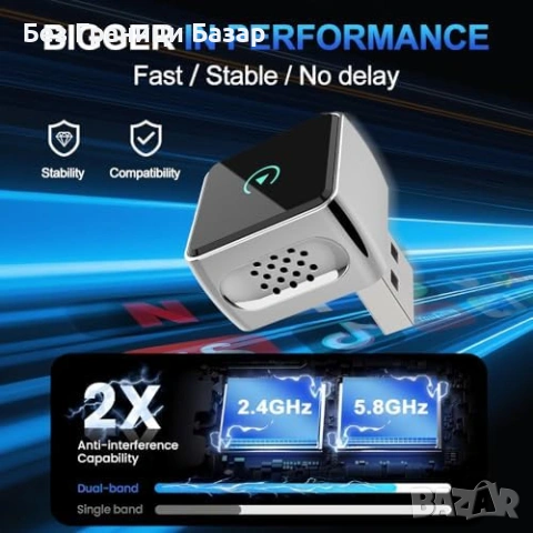 Нов Мини безжичен CarPlay донгъл Android Auto 3–5 сек авто връзка кола, снимка 6 - Друга електроника - 53648782