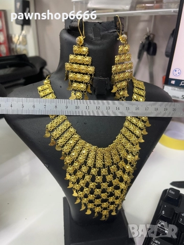 Златен комплект обеци + колие 14 карата , снимка 7 - Колиета, медальони, синджири - 52926888