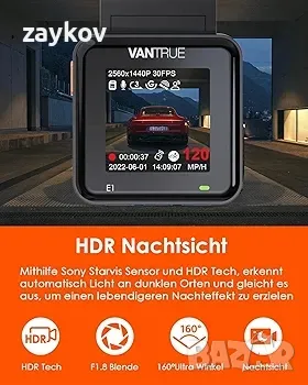 видеорегистратор VANTRUE E1 2.7K Dashcam Mini Car WiFi GPS, 2.5K 1440P/60FPS Dash Cam, снимка 6 - Друга електроника - 49820754
