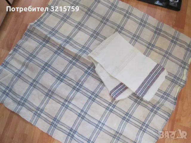 Антикварни кенарени покривка и кърпа-ръчно тъкани