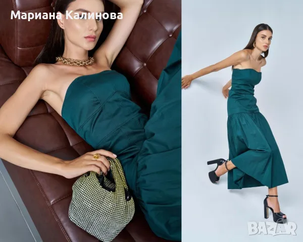 Zara рокля памук с голи рамене, снимка 2 - Рокли - 43340464