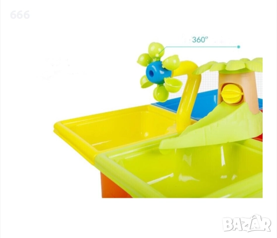 Маса за игра с пясък и вода с капак и аксесоари, многоцветна, снимка 4 - Други - 52579048