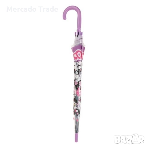 Автоматичен чадър за деца Mercado Trade, Прозрачен лилав, Kuromi, 66см, снимка 4 - Чадъри - 52446608