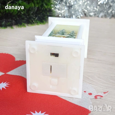 6224 Светещ коледен фенер с LED свещичка и зимни мотиви, 13 см, снимка 7 - Декорация за дома - 52074553