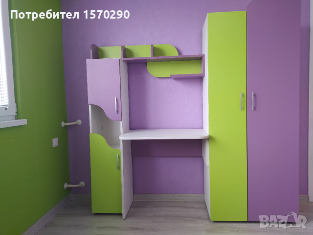Детско легло с гардероб и бюро JOY, снимка 4 - Мебели за детската стая - 44599163