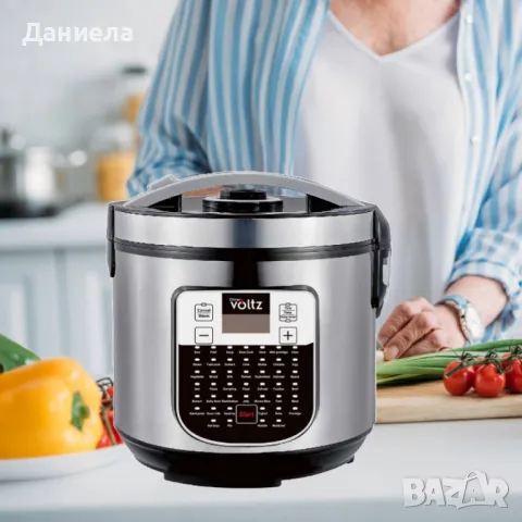 Мултикукър Oliver Voltz, 900W, 5L, 45 програми, LED дисплей, Инокс, снимка 2 - Мултикукъри - 49916596