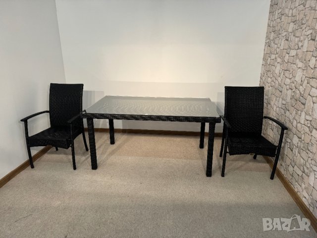 Ратанова маса със столове сет , снимка 1 - Маси - 44247261