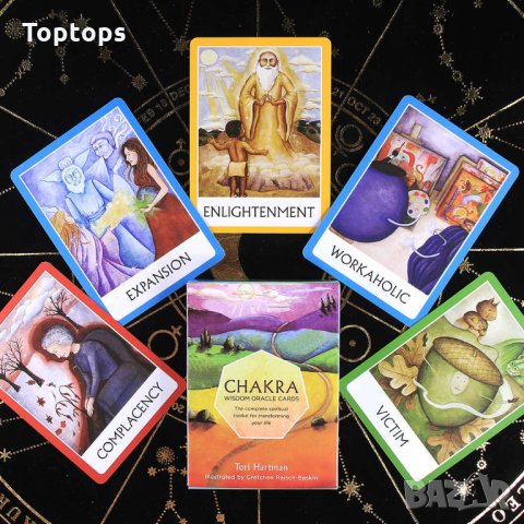 Комплект от 2 колоди таро и оракул карти Chakra Wisdom на Tori Hartman, снимка 11 - Карти за игра - 34296883