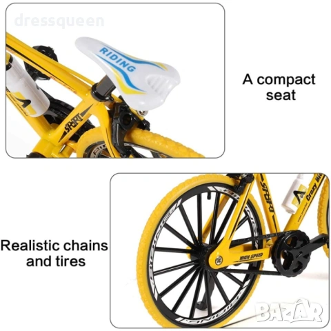 4748 Луксозен макет на състезателен велосипед 1:10 – Колекционерска метална серия (Жълт), снимка 4 - Коли, камиони, мотори, писти - 53810758